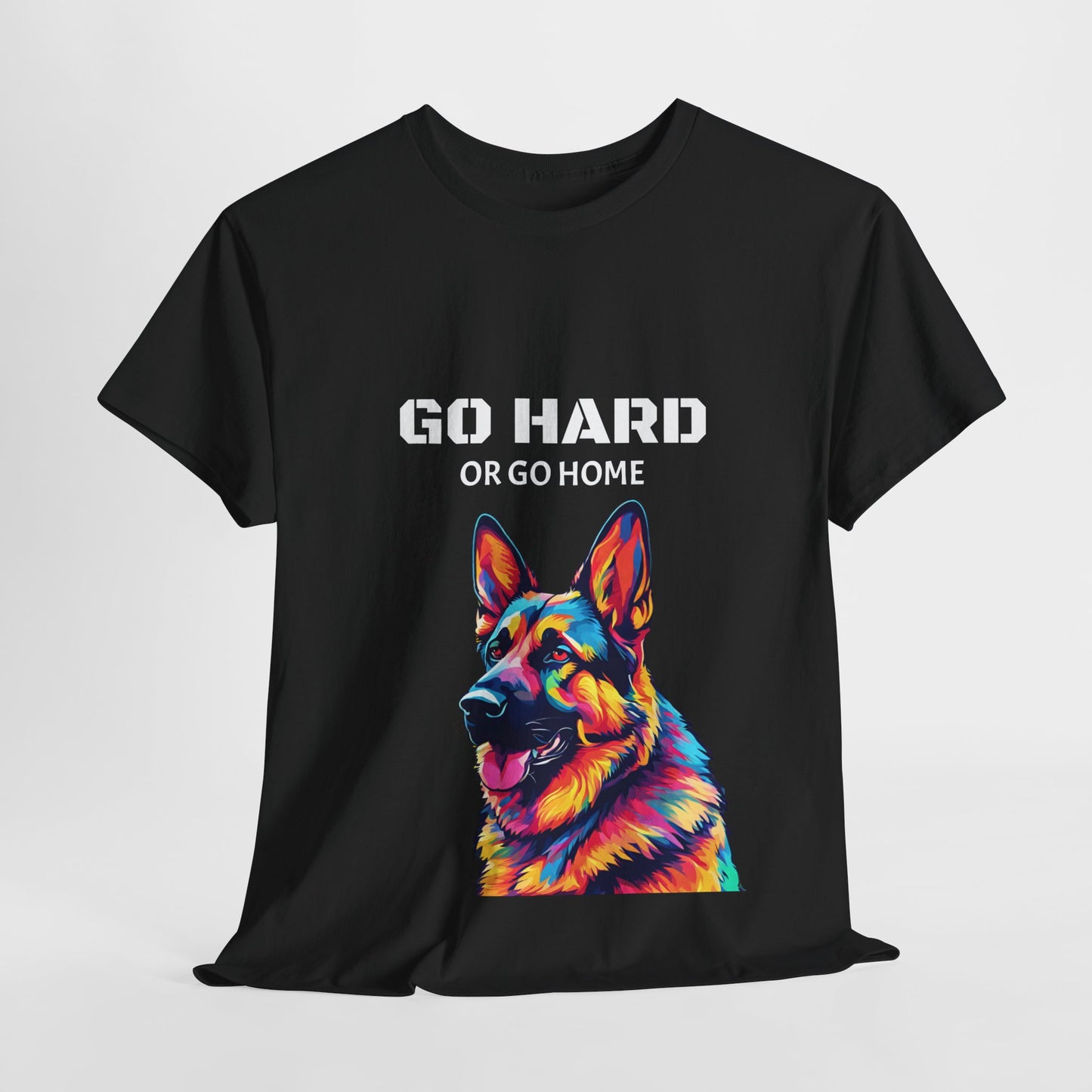 Camiseta de gimnasia Flashlander con diseño de perro pastor alemán Pop Art: "Ve a por todas o vete a casa"