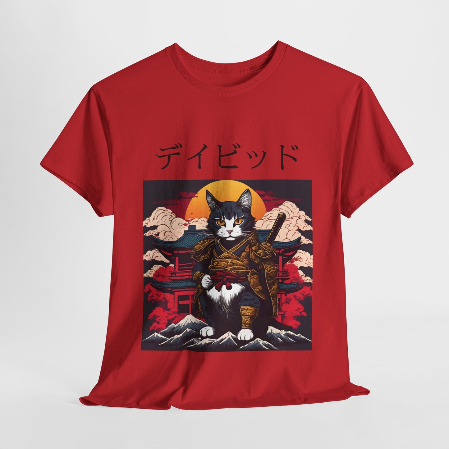 T-shirt japonais personnalisé avec votre nom T-shirt japonais personnalisé T-shirt d'anime de chat samouraï Votre texte Hiragana Katakana Kanji Femmes Hommes T-shirt