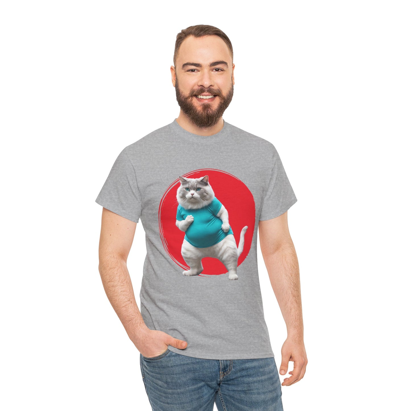 Camiseta de gimnasio Flashlander con divertido gato gordo de karate