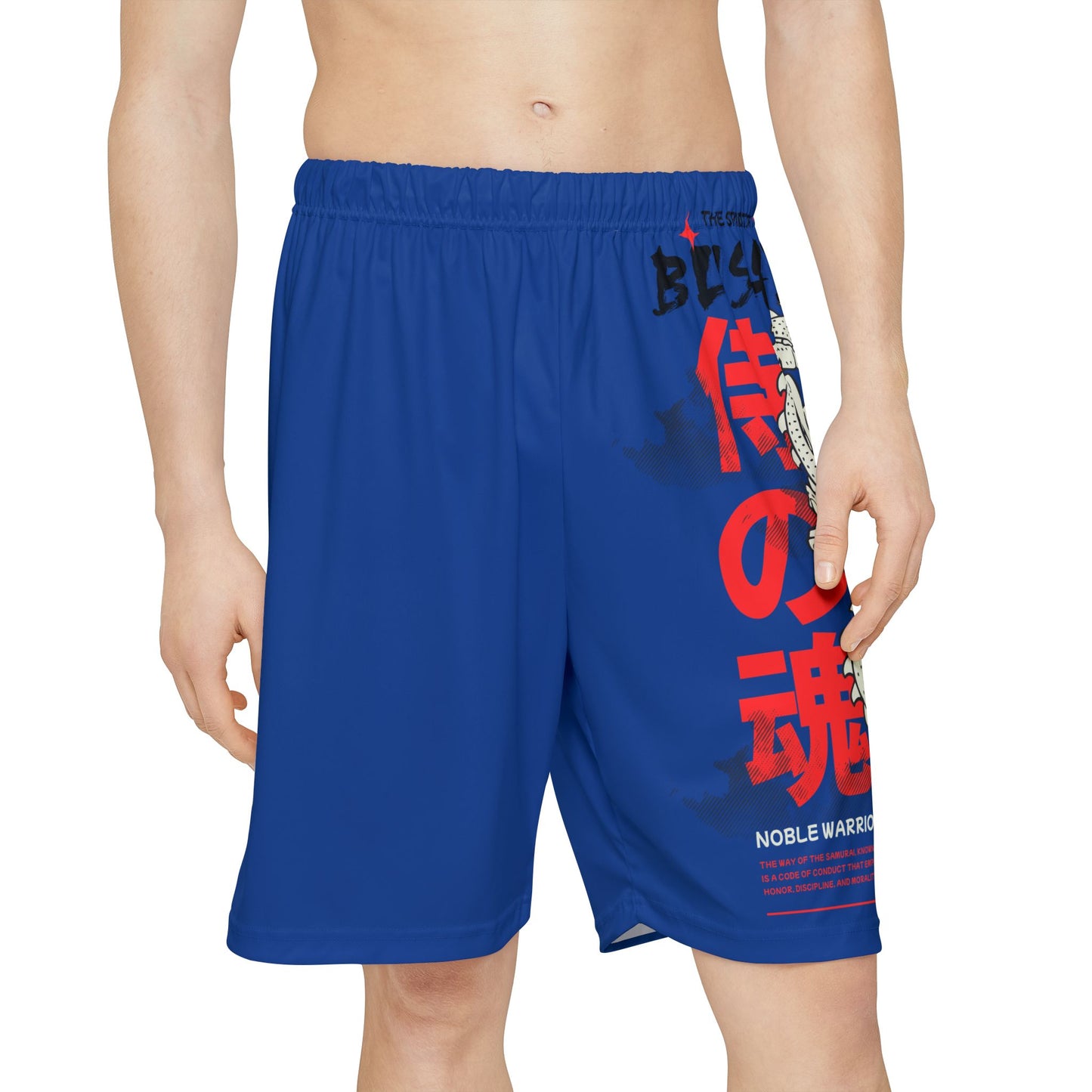 Short de sport pour homme Flashlander Performance Bushido - Dragon japonais bleu foncé