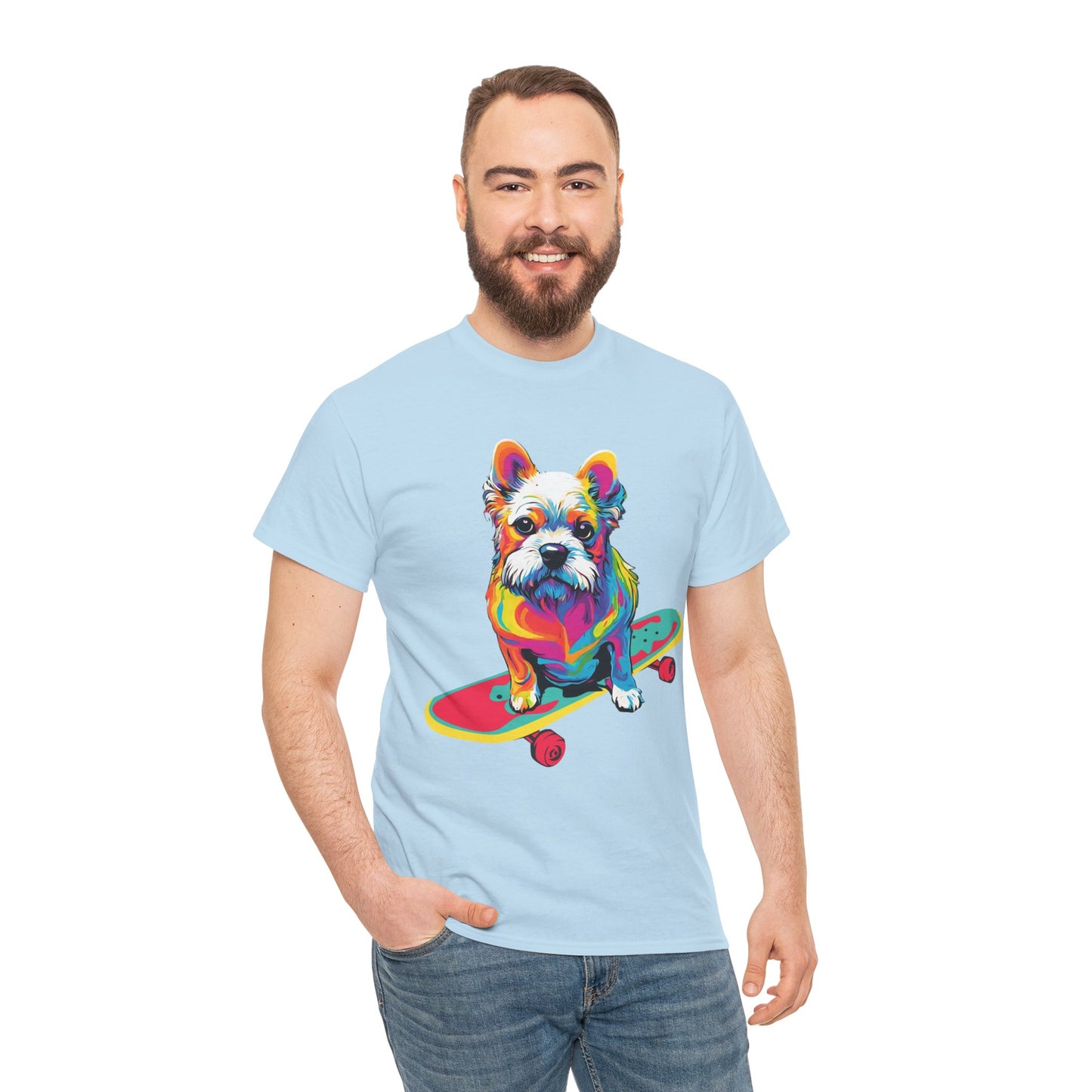 T-shirt de sport Flashlander avec chien skateboardant Pop Art