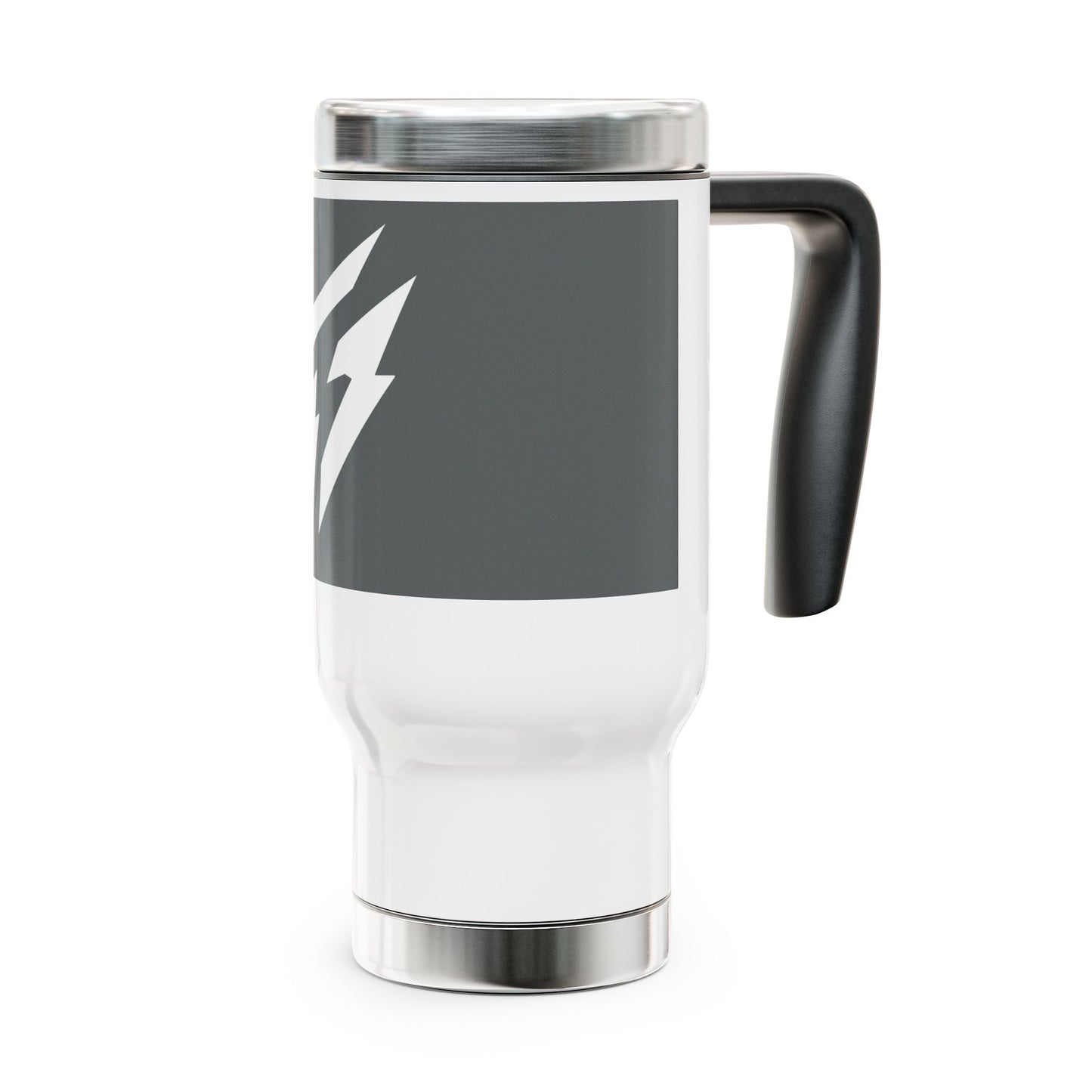 Flashlander Stainless Steel Travel Sports Mug with Handle Dark Grey and White