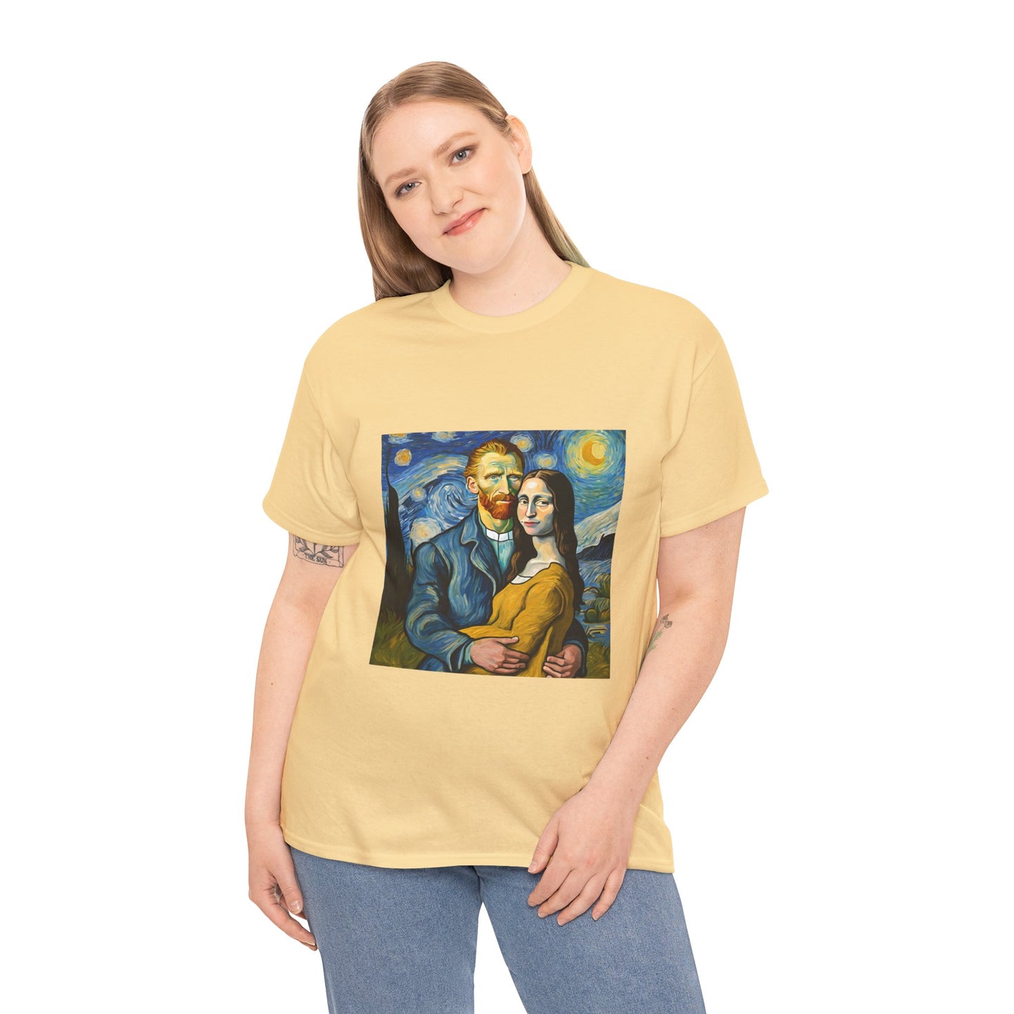 Funny Mona Lisa with Vincent Van Gogh Starry Night - Flashlander Gym Shirt