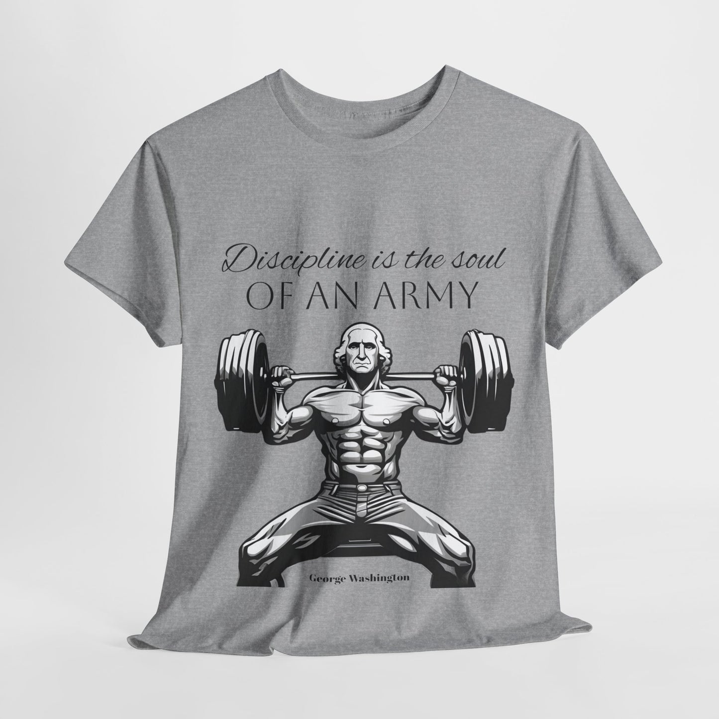 T-shirt de culturiste George Washington - Flashlander Disipline Is The Soul Of An Army Gym T-shirt en coton unisexe noir anthracite graphique