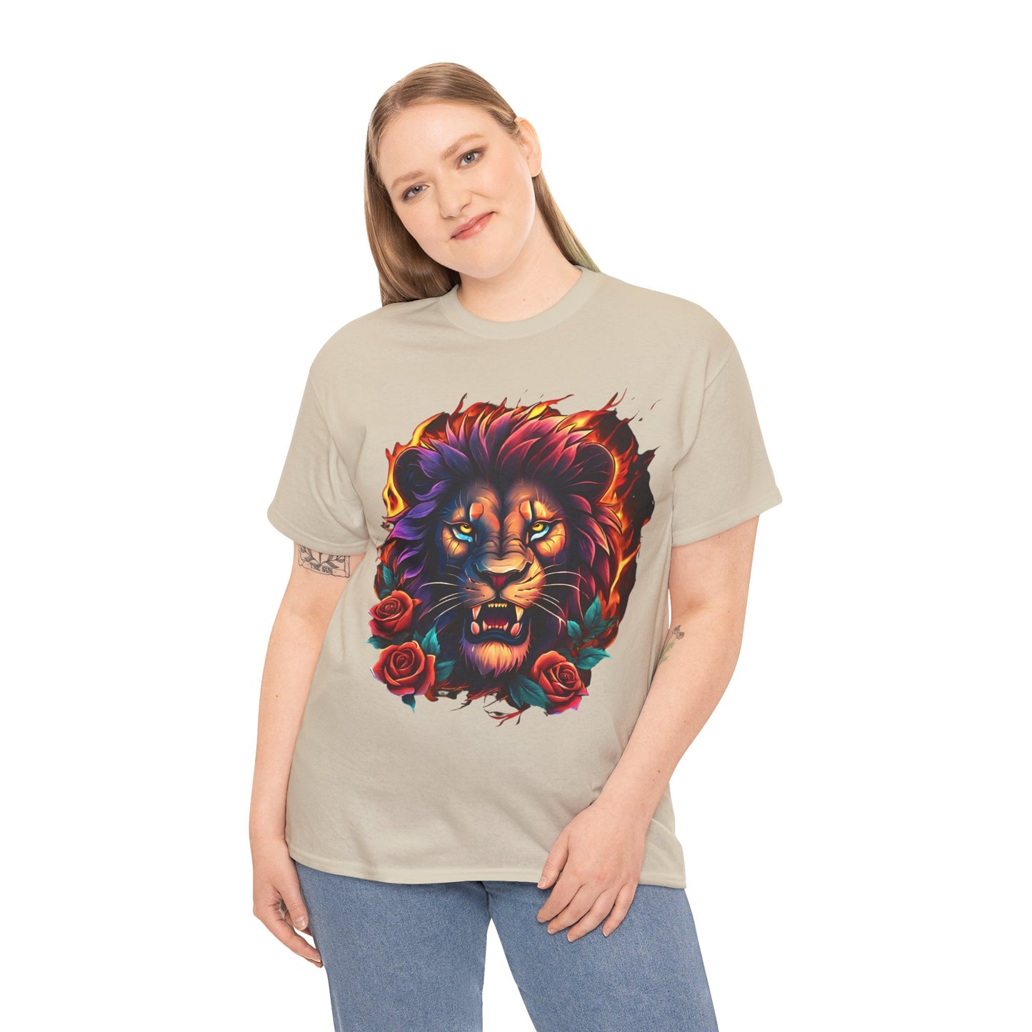 Lion Flames and Roses T-Shirt Flashlander