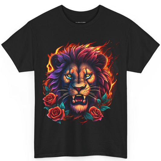 Lion Flames and Roses T-Shirt Flashlander