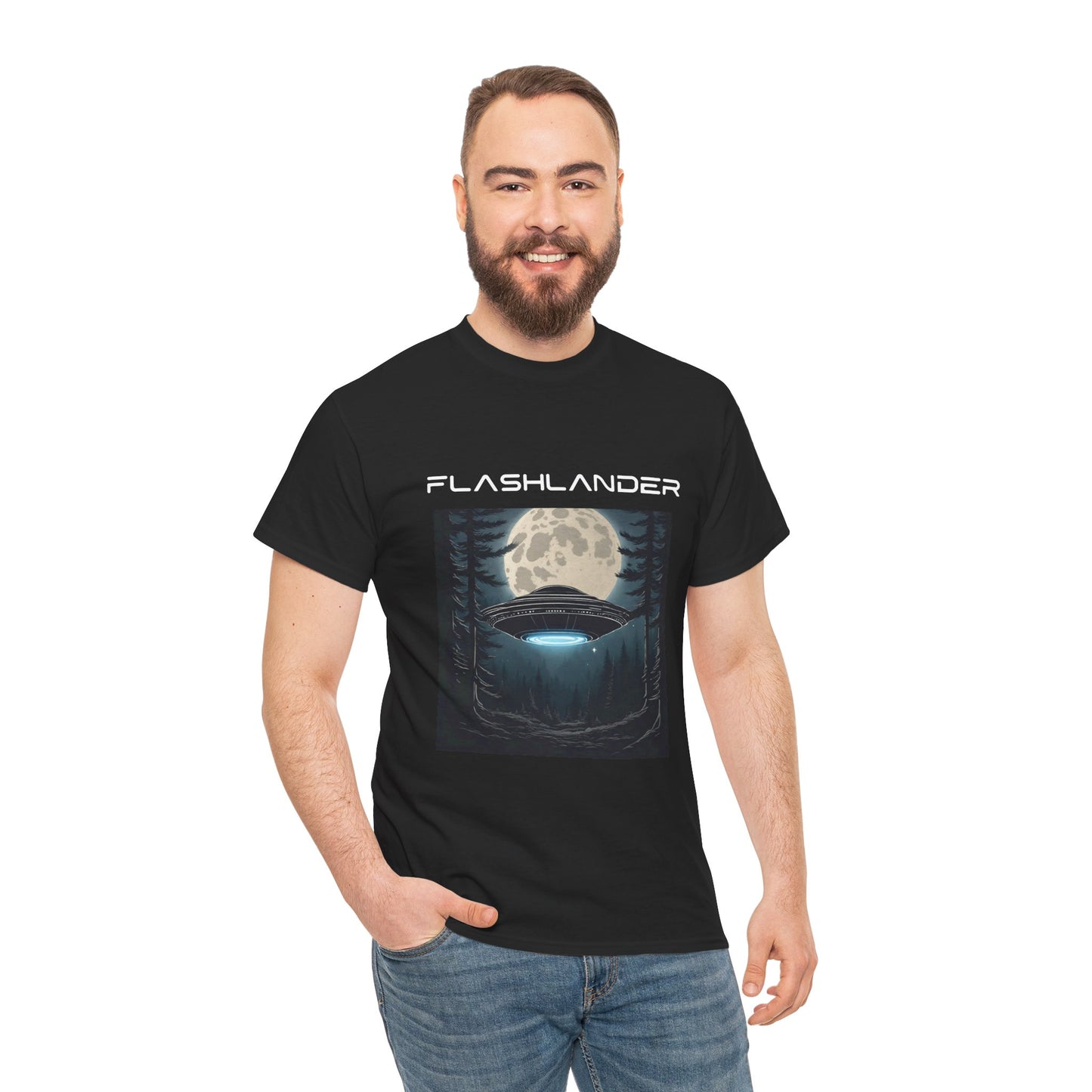 UFO Soaring Low in the Forest Tee Flashlander Gym Shirt