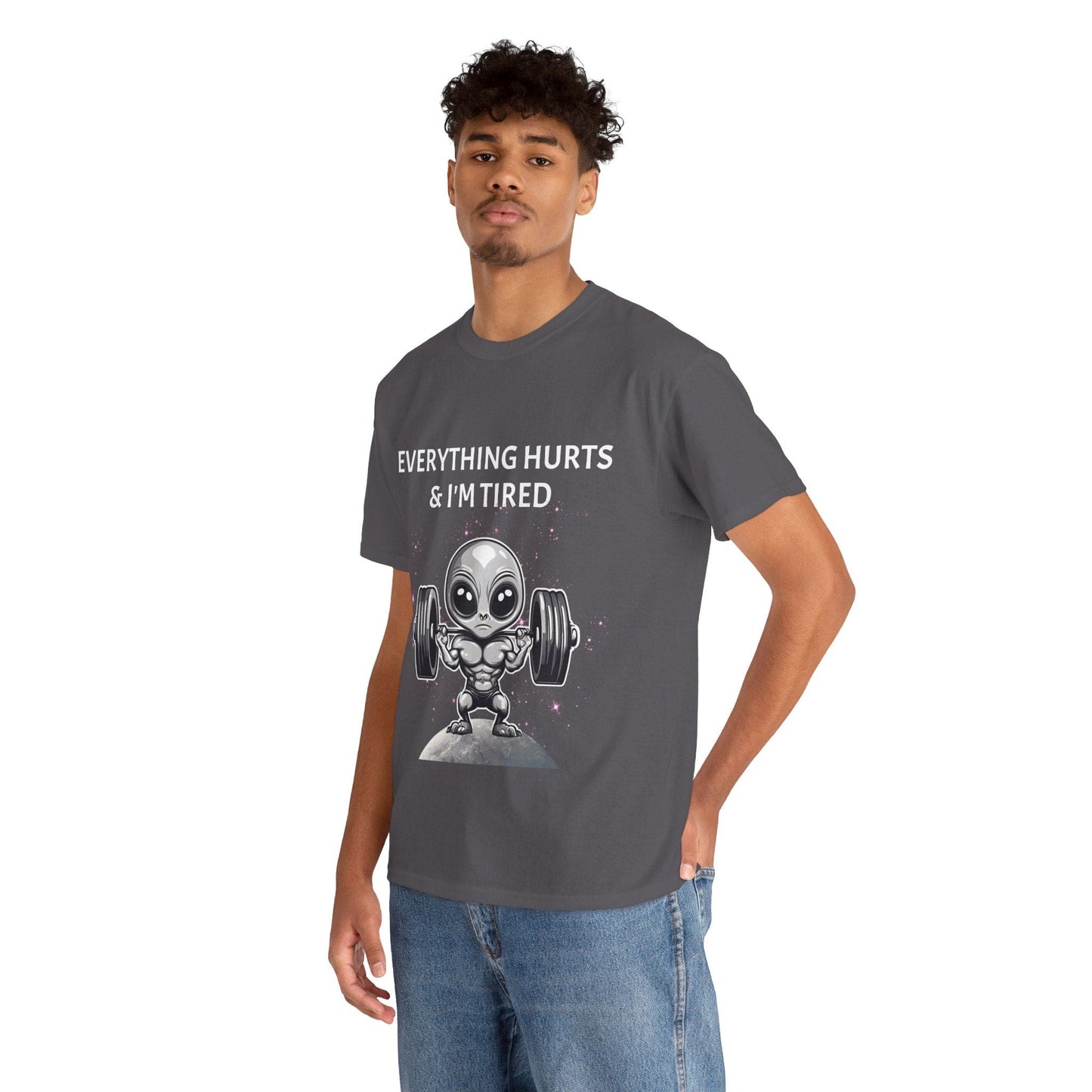 Camiseta de culturista alienígena - Flashlander Camiseta de gimnasio con todo me duele y estoy cansado