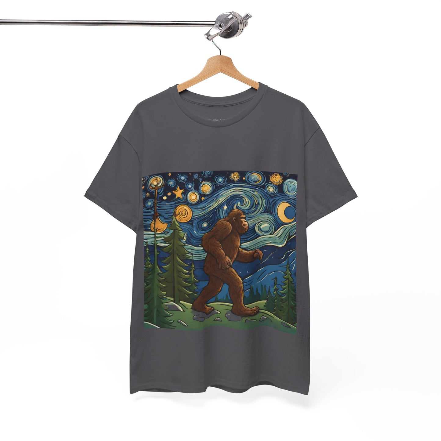 Bigfoot Strolls Through Van Gogh's Starry Night - Flashlander Gym Shirt