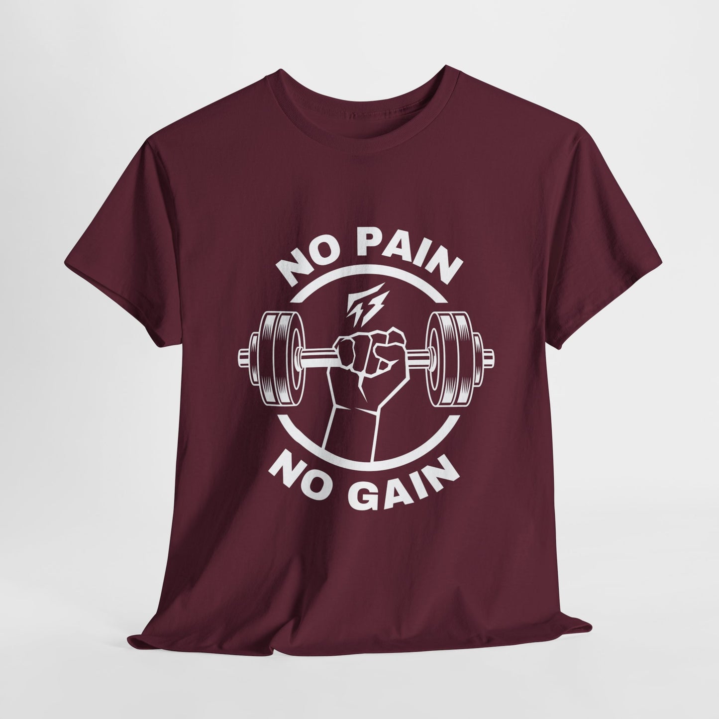 T-shirt de sport Lifting Flashlander avec citation « No Pain No Gain »