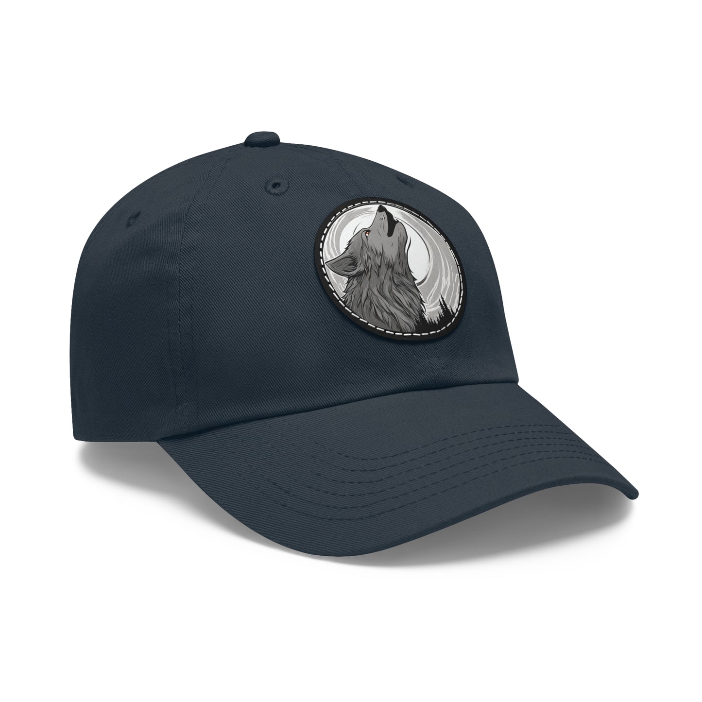 Wolf Howl with Full Moon Hat Wolf Hat Sportswear Cap Dad Hat with Patch (Round) Baseball Cap Wolf Cap Custom Hat Flashlander