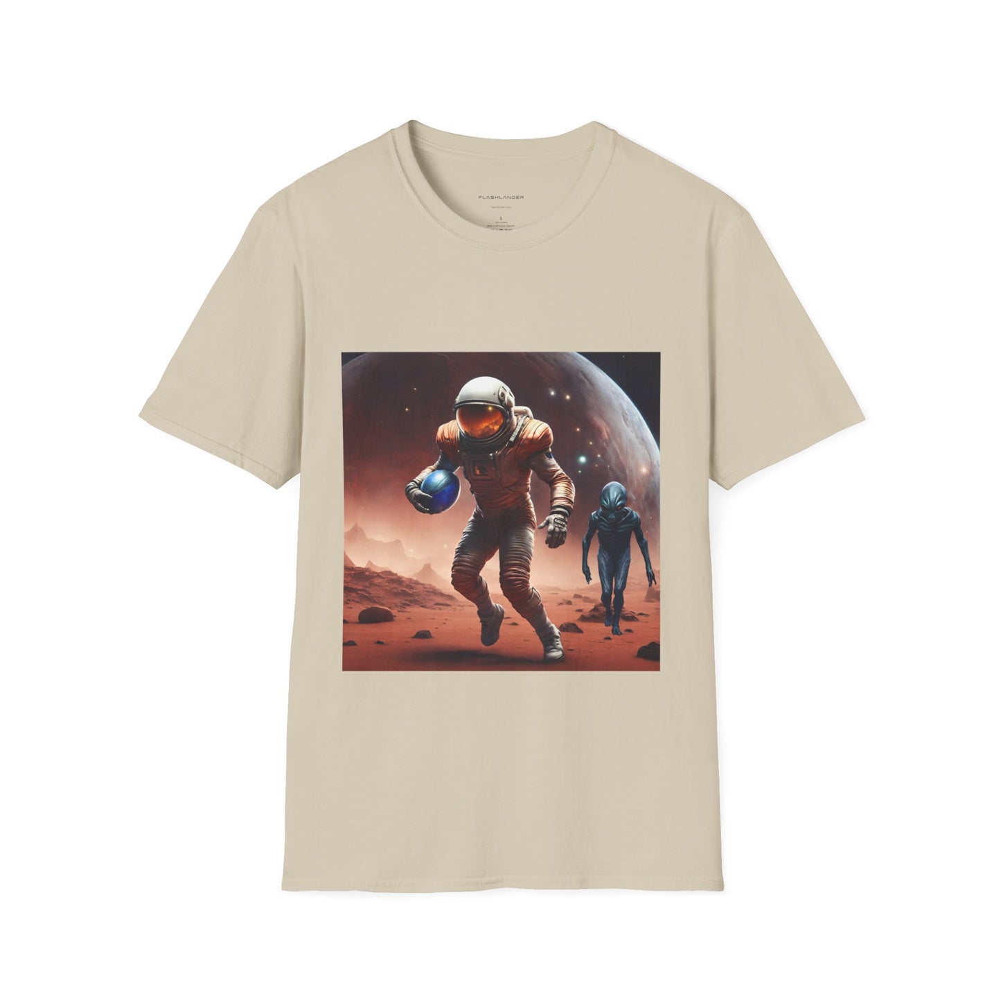 Astronaut and Alien Face Off in Football Gym Shirt Flashlander