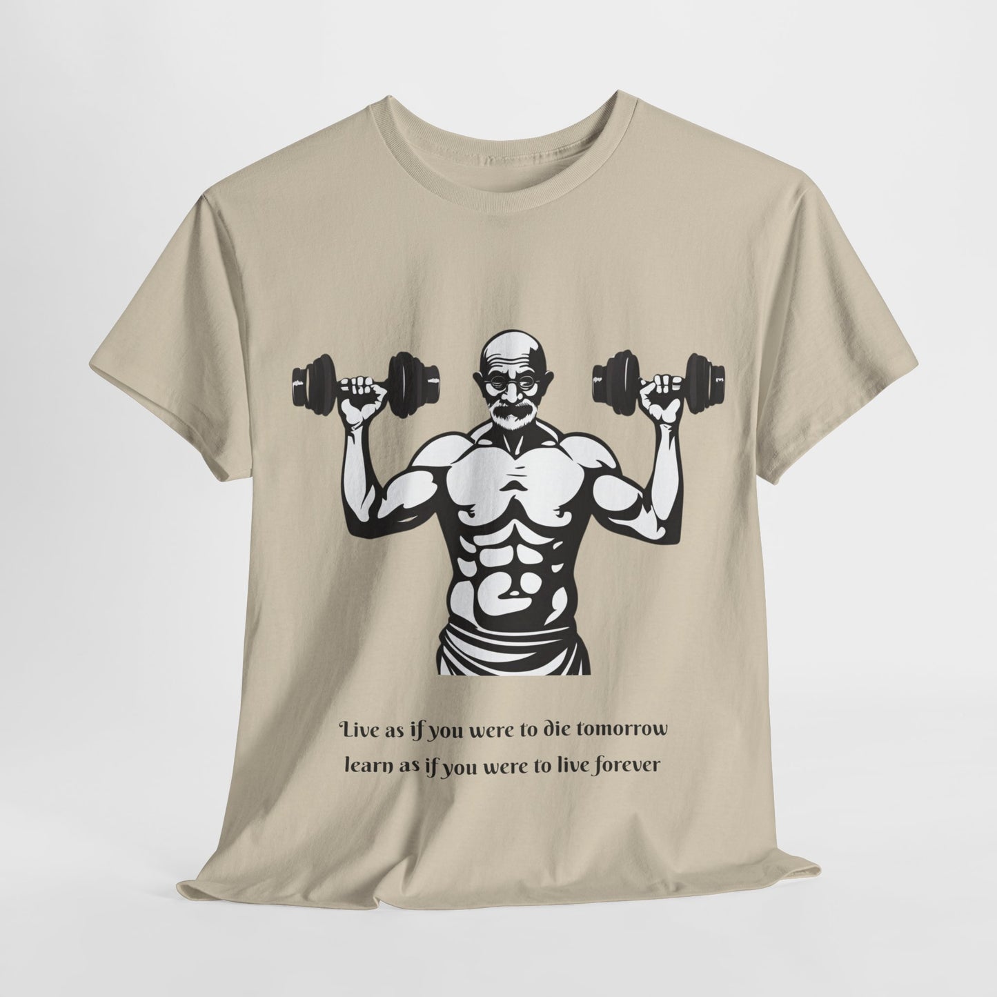 Gandhi Bodybuilder Gym Shirt - Flashlander Live as if you were to die tomorrow, learn as if you were to live forever quote Graphic Tee