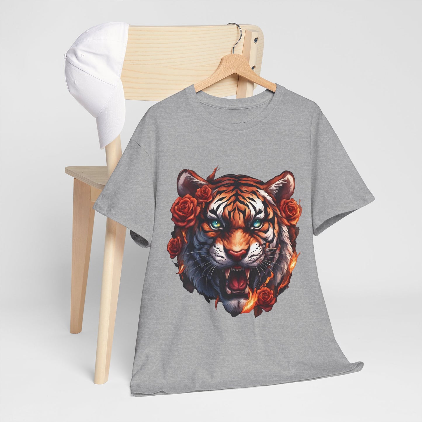 Tiger Flames and Roses T-Shirt Flashlander