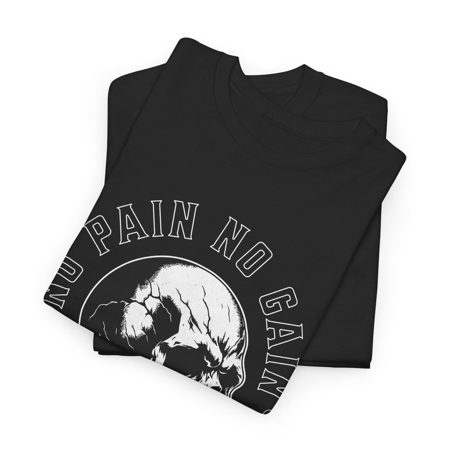 Skull Gym Shirt Flashlander No Pain No Gain Performance T-Shirt Cotton Unisex Charcoal Black Graphic Tee