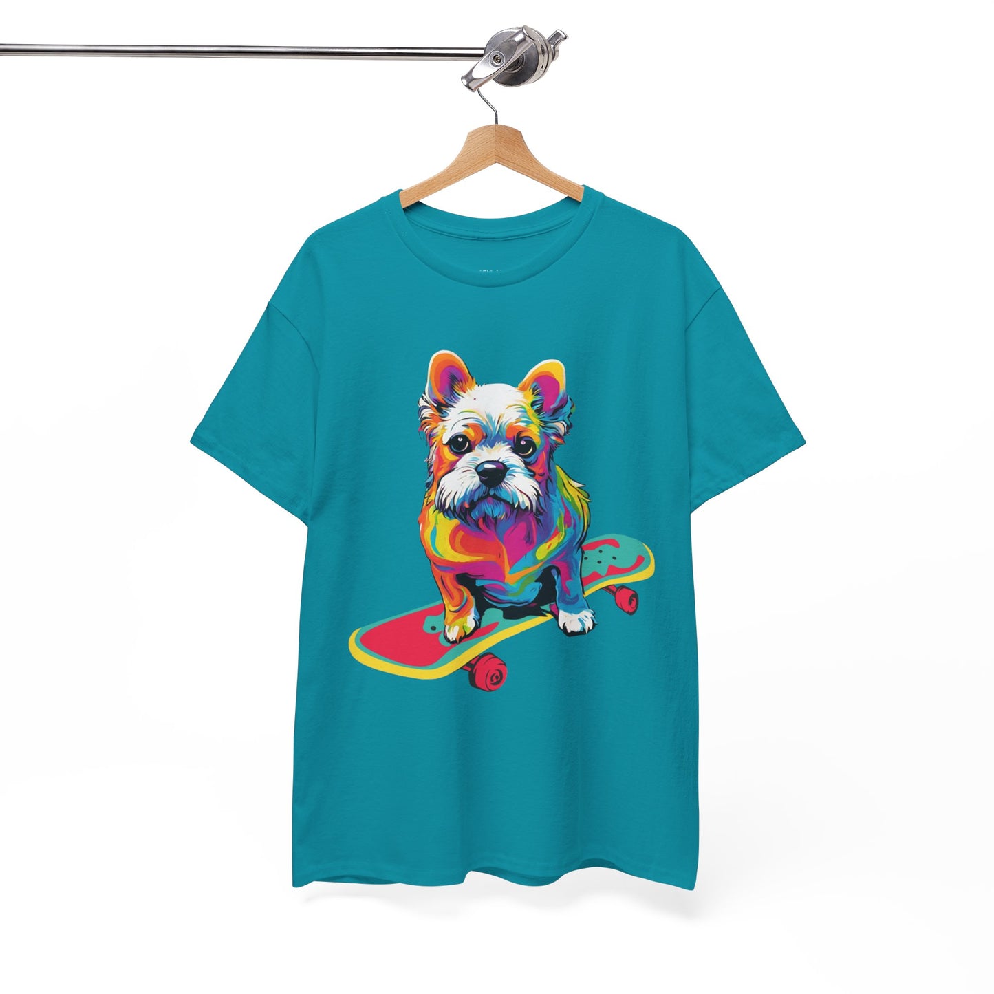 T-shirt de sport Flashlander avec chien skateboardant Pop Art