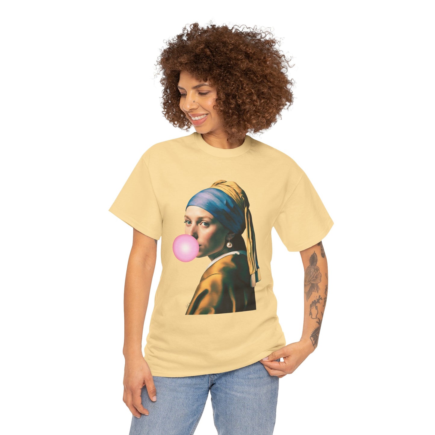 Bubble Gum Girl with a Pearl Earring Johannes Vermeer - Flashlander Gym Shirt