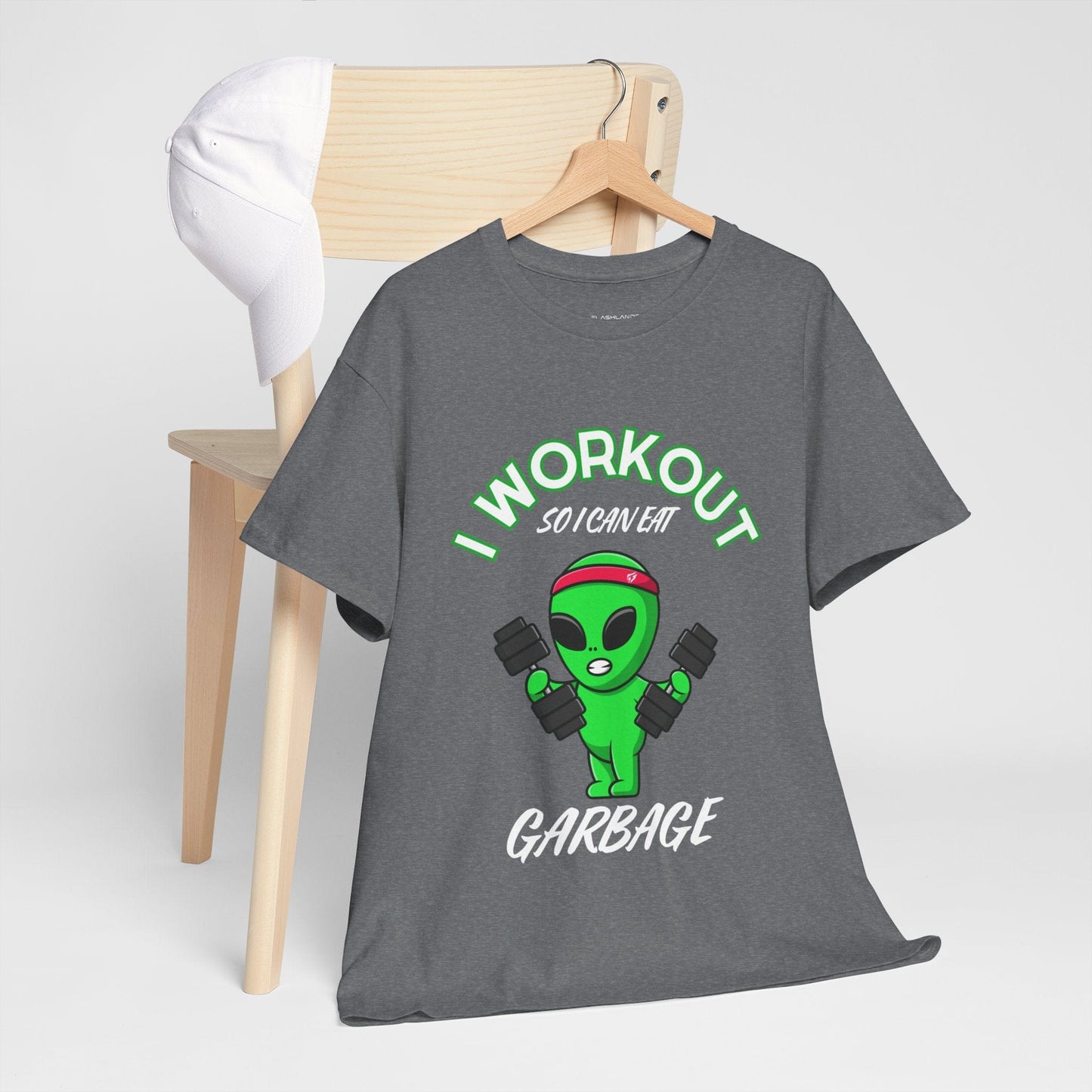 Alien I Workout So I Can Eat Garbage Graphic Tee Flashlander