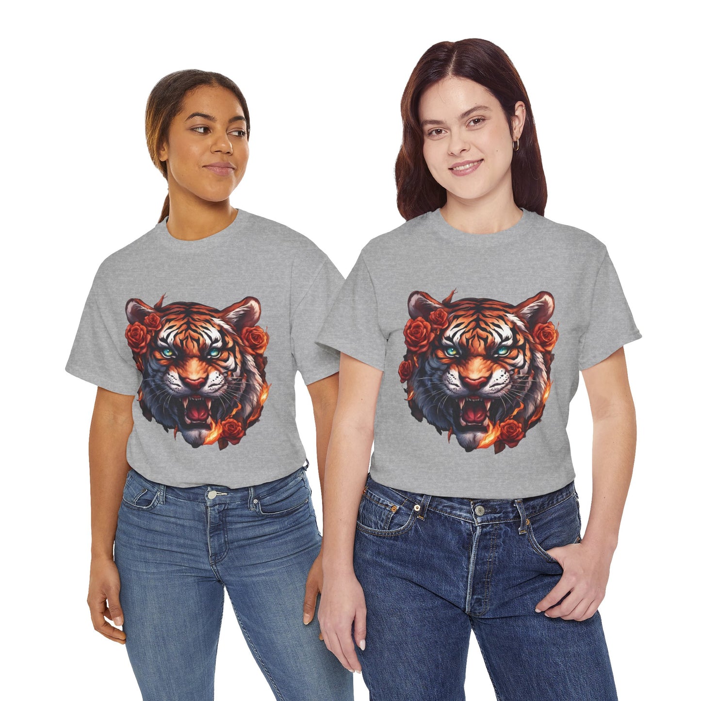 Tiger Flames and Roses T-Shirt Flashlander