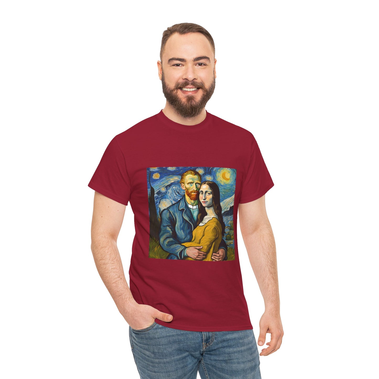 Funny Mona Lisa with Vincent Van Gogh Starry Night - Flashlander Gym Shirt