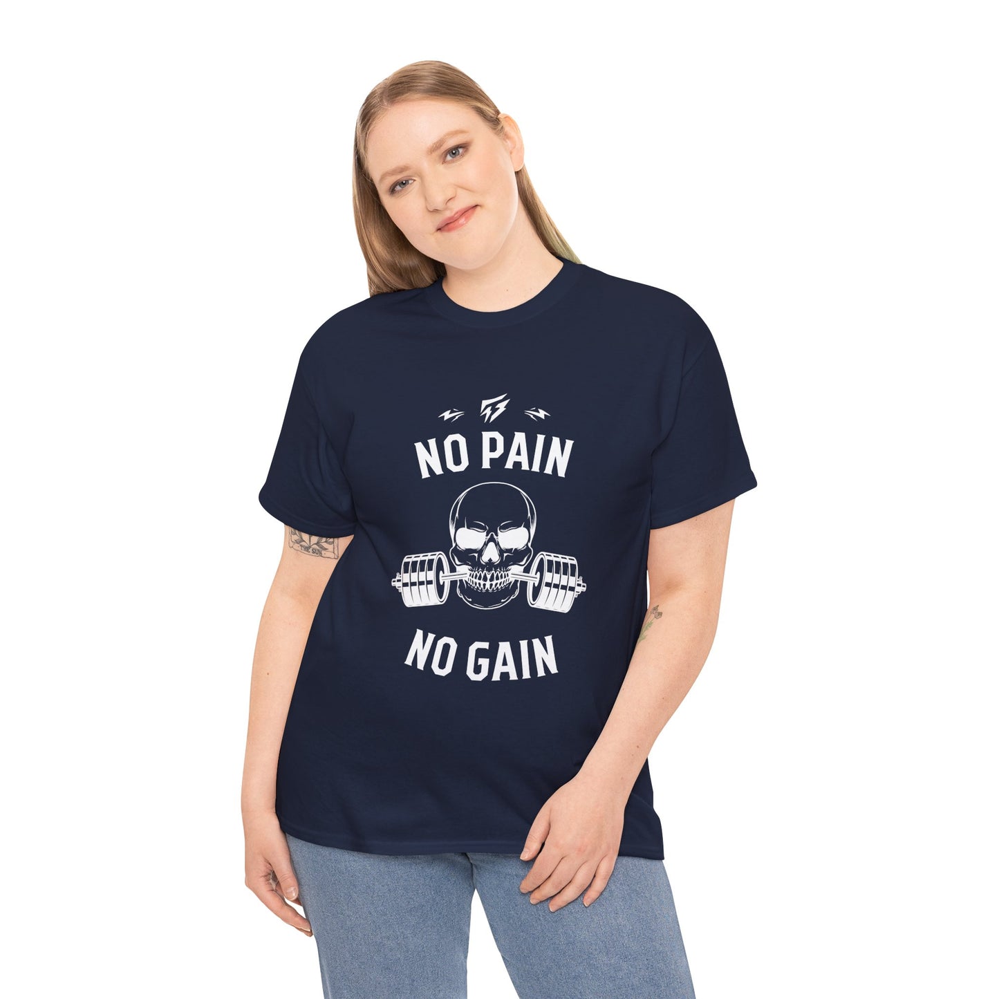 Skull Fire Lifting Flashlander Gym Shirt No Pain No Gain Graphic Tee