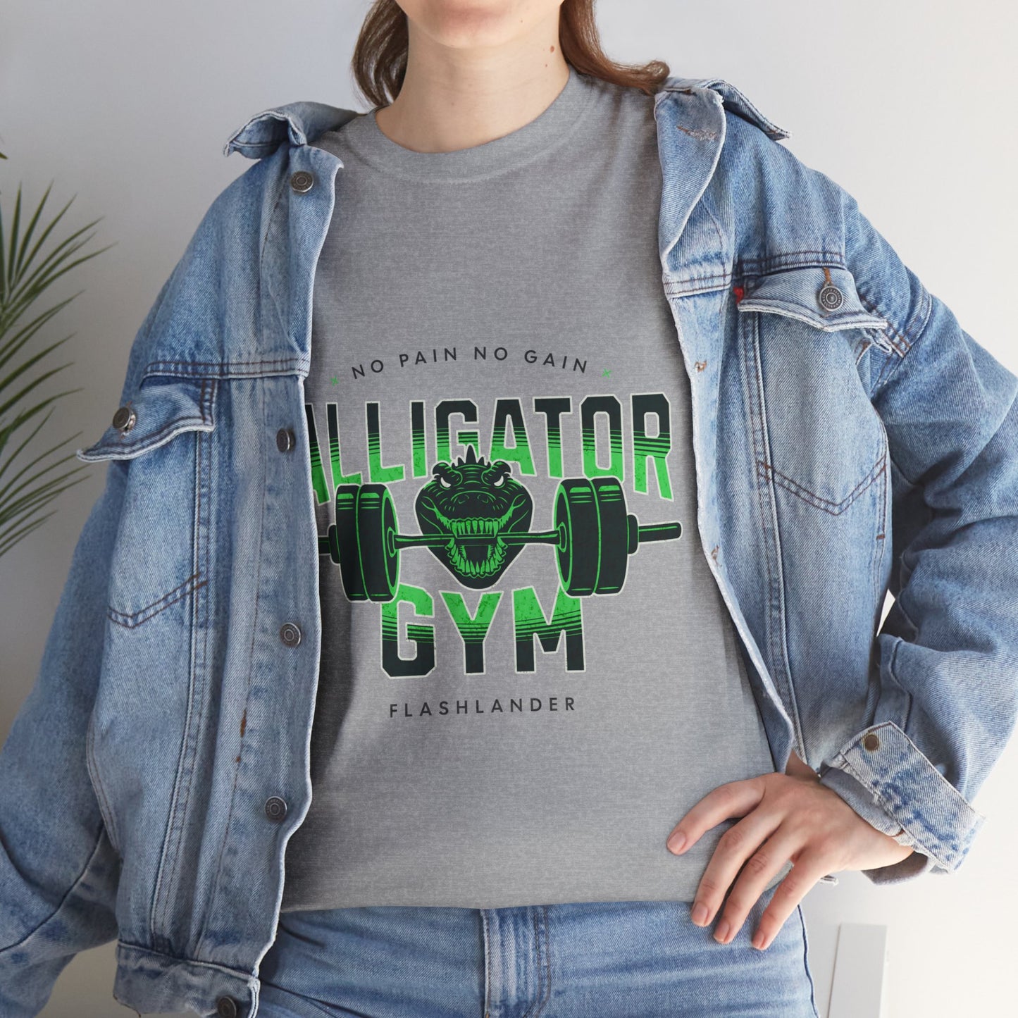 Aligator Gym Shirt Flashlander Cotton Unisex Charcoal Black Graphic Tee