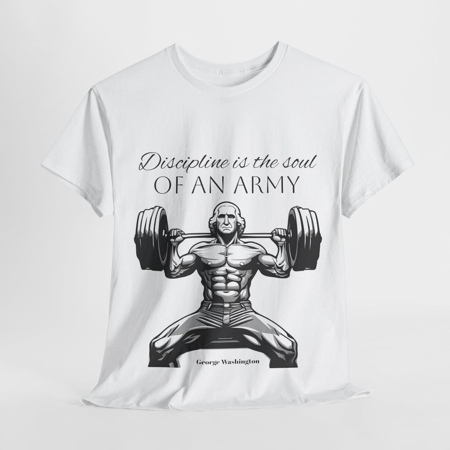 T-shirt de culturiste George Washington - Flashlander Disipline Is The Soul Of An Army Gym T-shirt en coton unisexe noir anthracite graphique