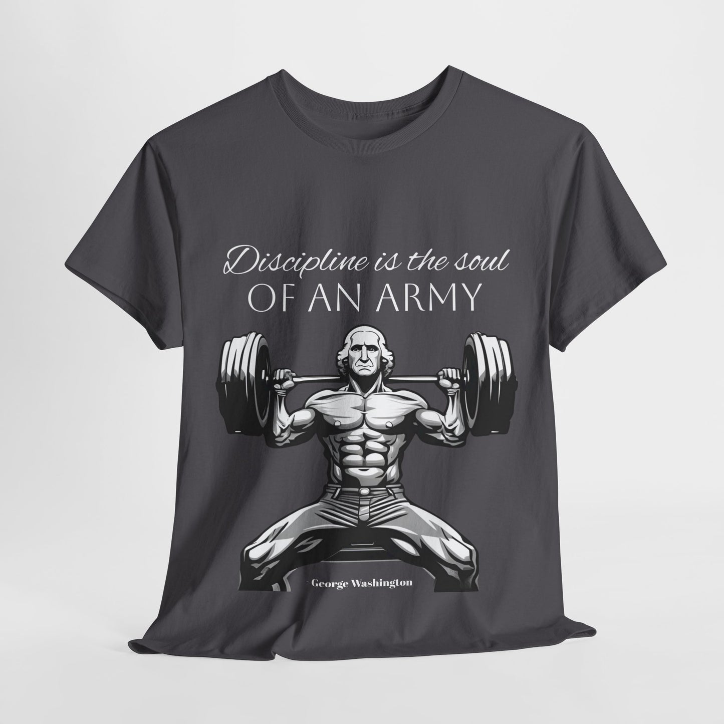 T-shirt de culturiste George Washington - Flashlander Disipline Is The Soul Of An Army Gym T-shirt en coton unisexe noir anthracite graphique