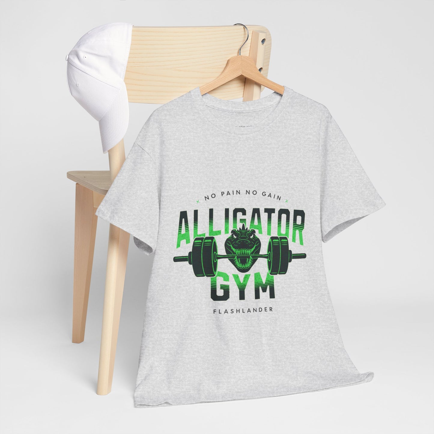 Aligator Gym Shirt Flashlander Cotton Unisex Charcoal Black Graphic Tee