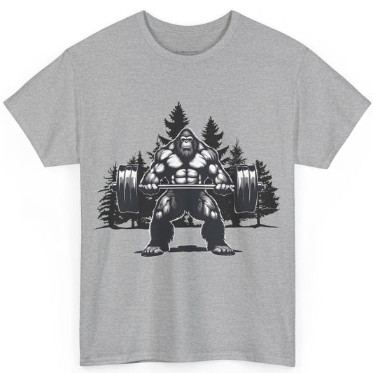 Bigfoot Crushing Weights in the Wild Gym Shirt - Flashlander Graphic Tee