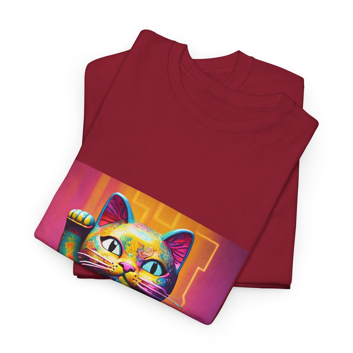 Camiseta de gimnasia Flashlander con el gato de la suerte japonés Manekineko y nombre japonés personalizado