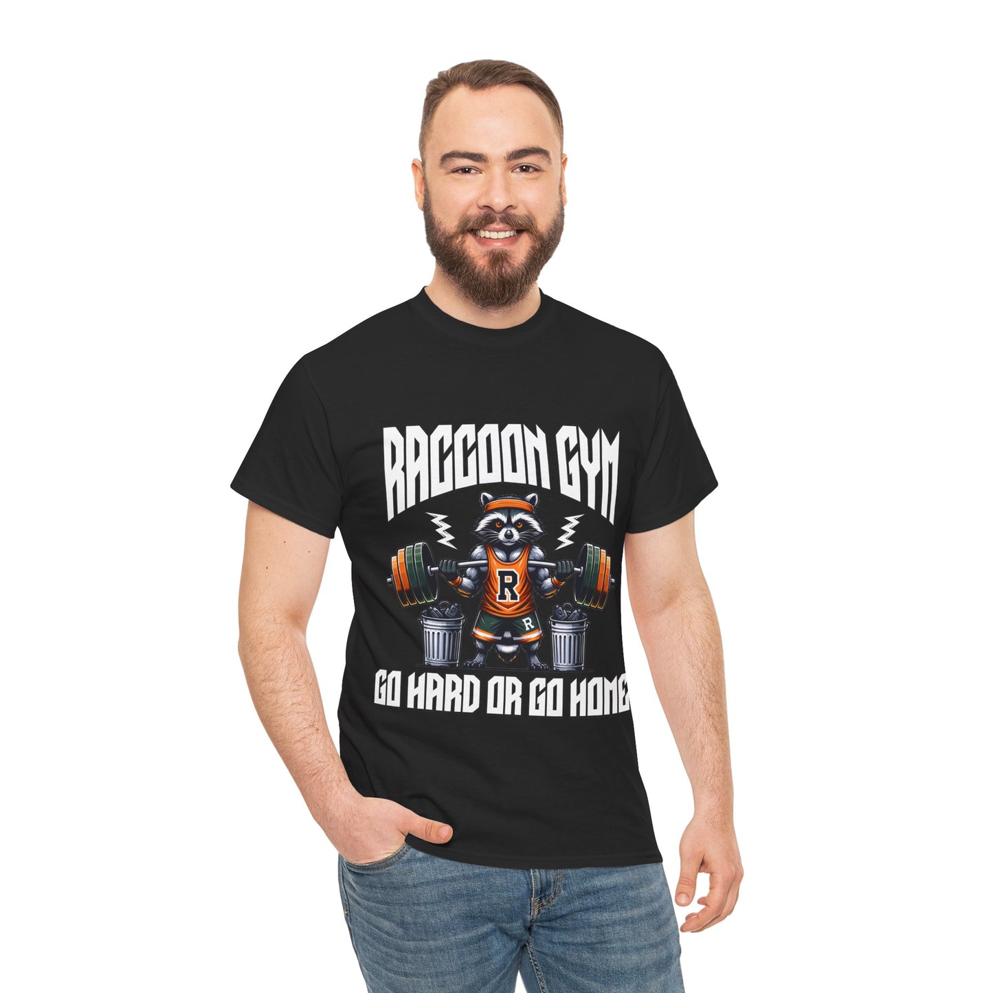 Raccoon Bodybuilder Shirt Flashlander Go Hard or Go Home Gym T-Shirt Cotton Unisex Graphic Tee