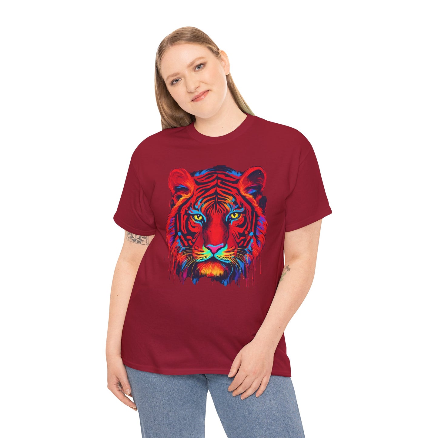 Majestuosa camiseta de Flashlander con diseño pop art de tigre rojo