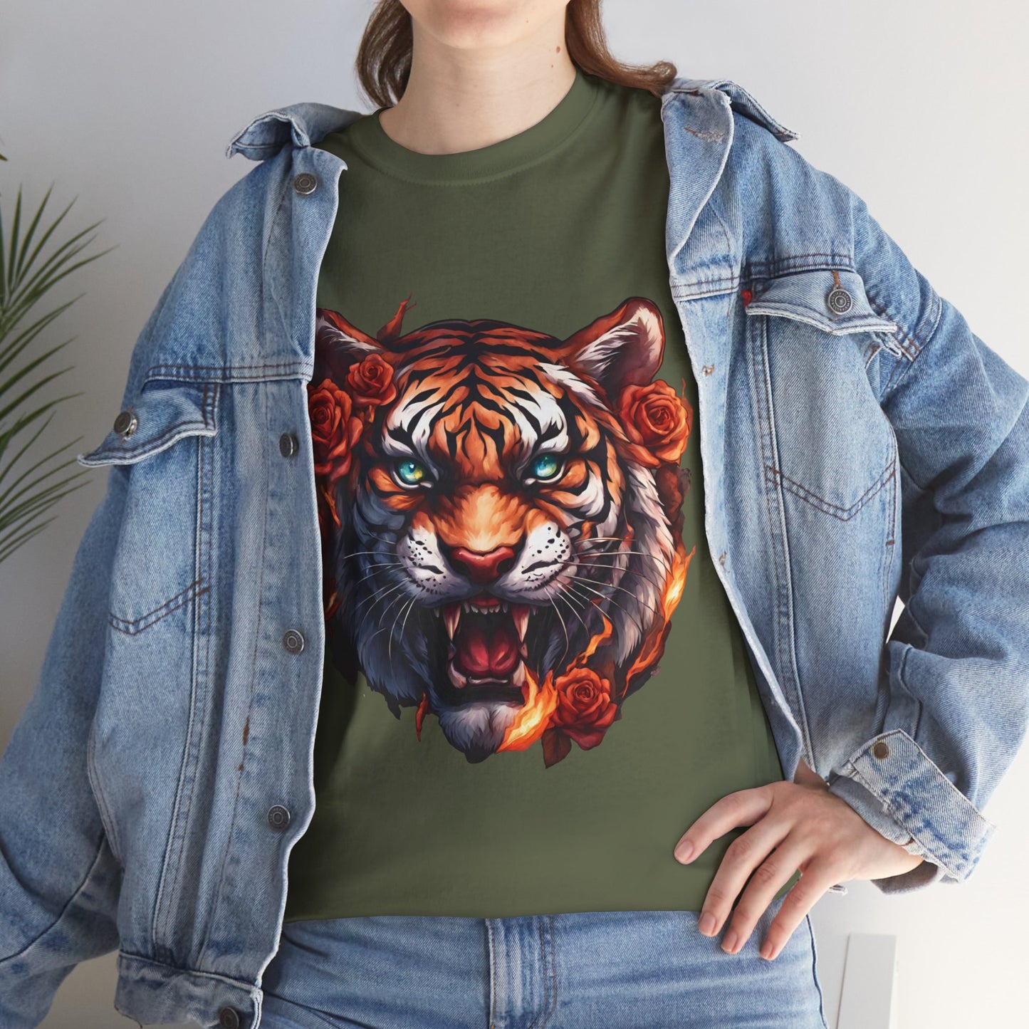 Tiger Flames and Roses T-Shirt Flashlander