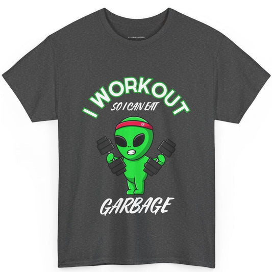 Alien I Workout So I Can Eat Garbage Graphic Tee Flashlander