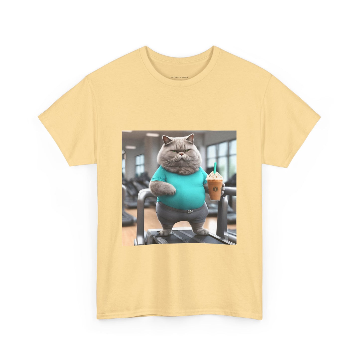 Funny Fat Cat On The Treadmill - Flashlander Gym Shirt