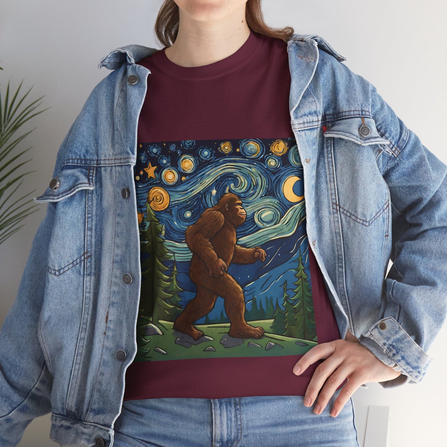 Bigfoot Strolls Through Van Gogh's Starry Night - Flashlander Gym Shirt