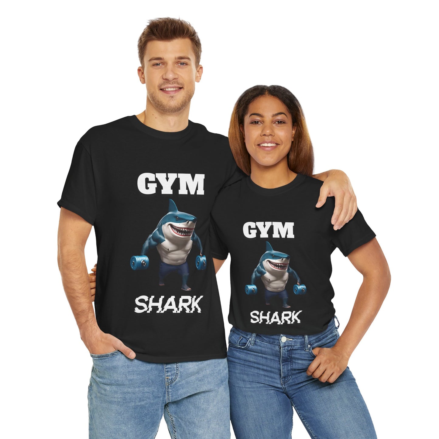 Gym Shark Performance Shirt Flashlander Cotton Unisex Charcoal Black Graphic Tee