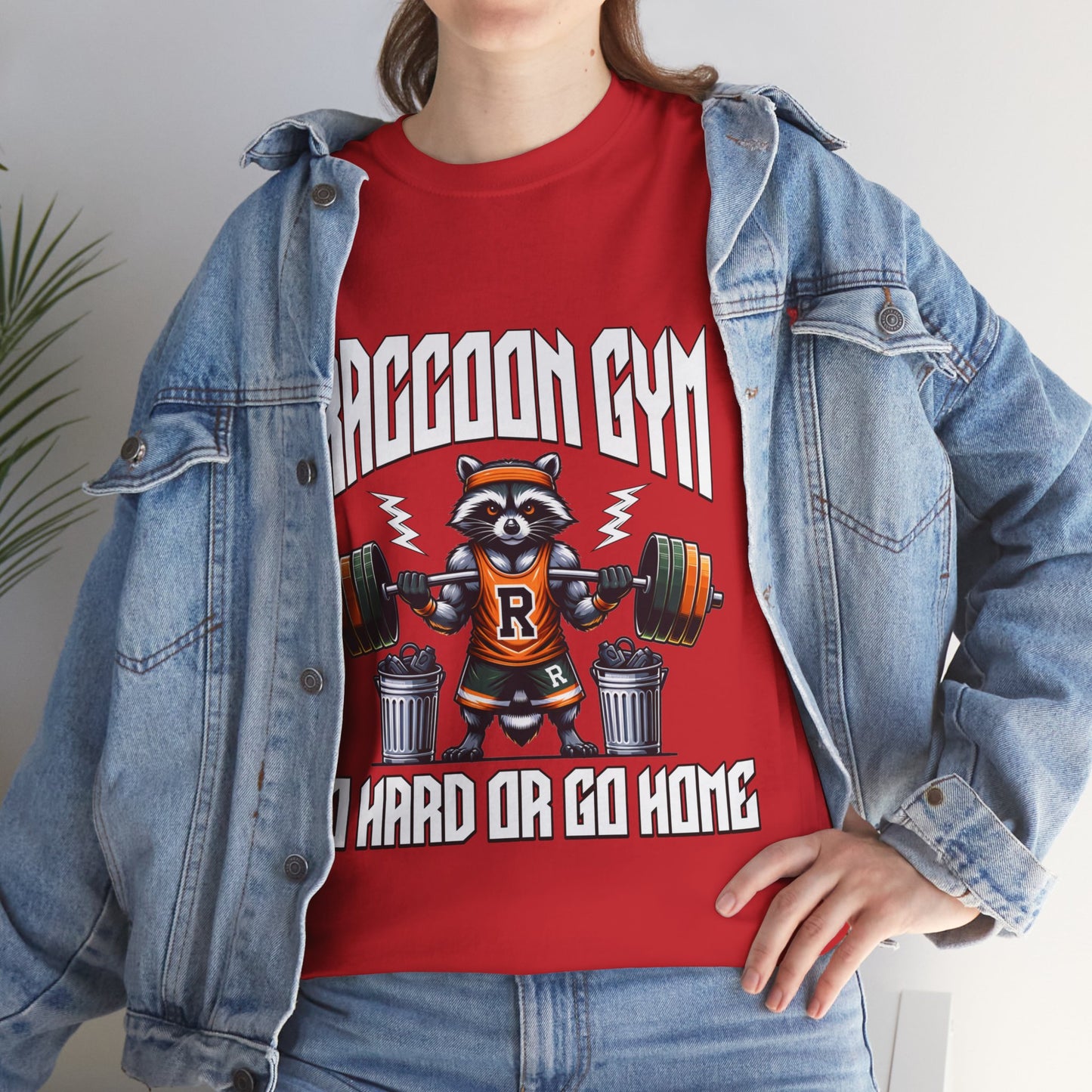 Raccoon Bodybuilder Shirt Flashlander Go Hard or Go Home Gym T-Shirt Cotton Unisex Graphic Tee