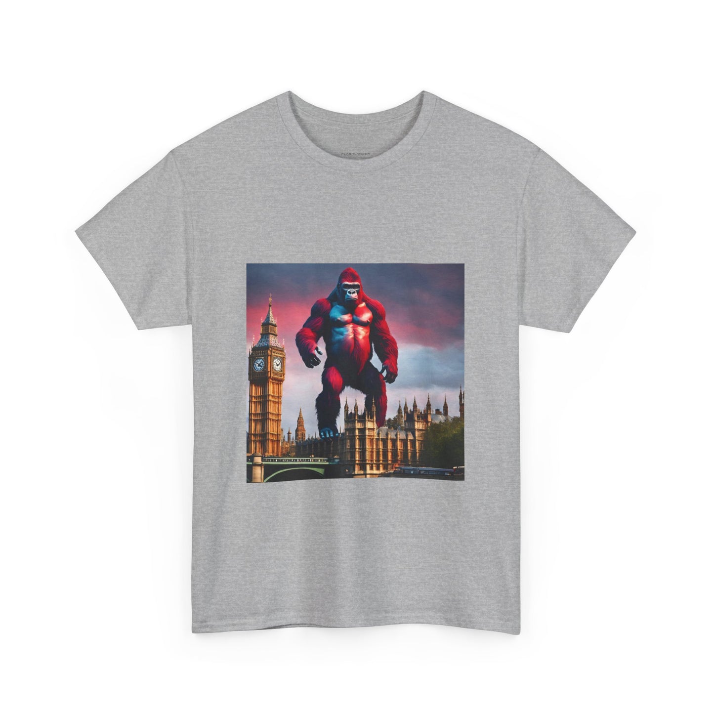 The Red Giant Gorilla Kong in the Big Ben of London Gaphic Tee Flashlander