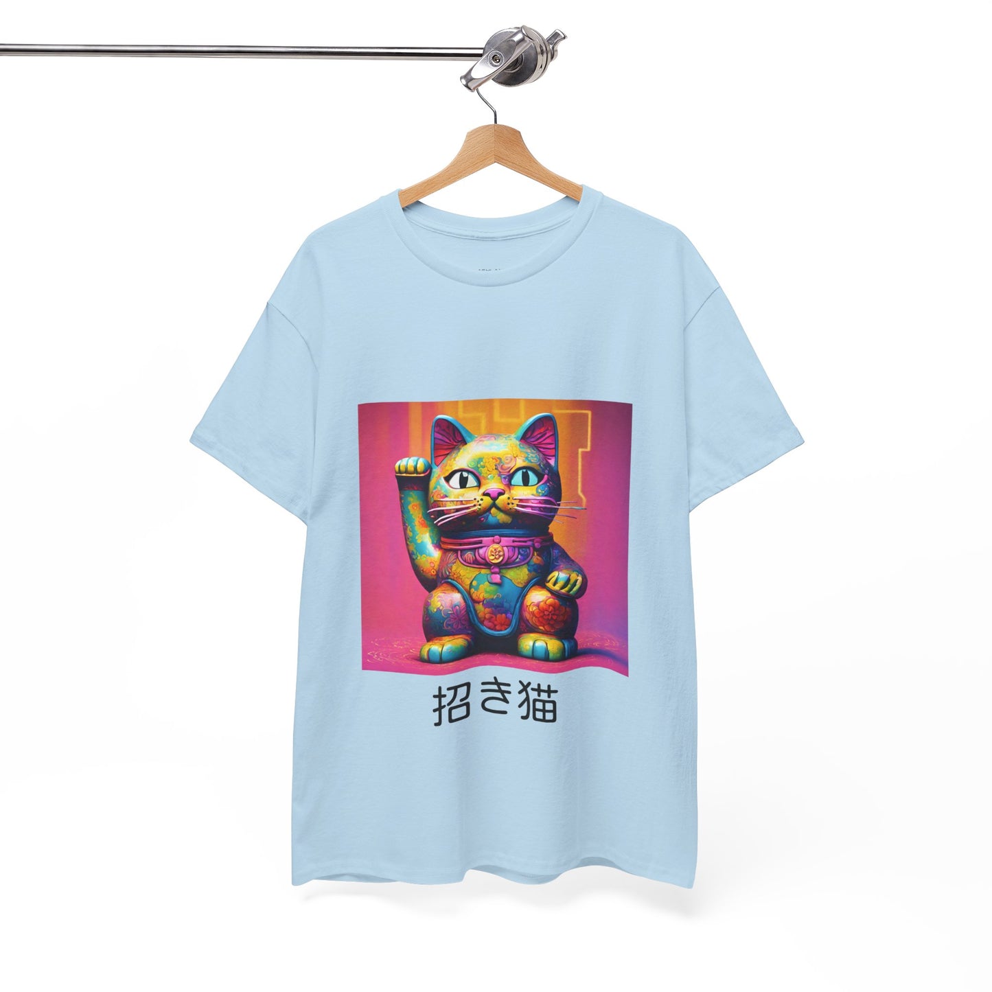 Camiseta de gimnasia Flashlander con el gato de la suerte japonés Manekineko y nombre japonés personalizado