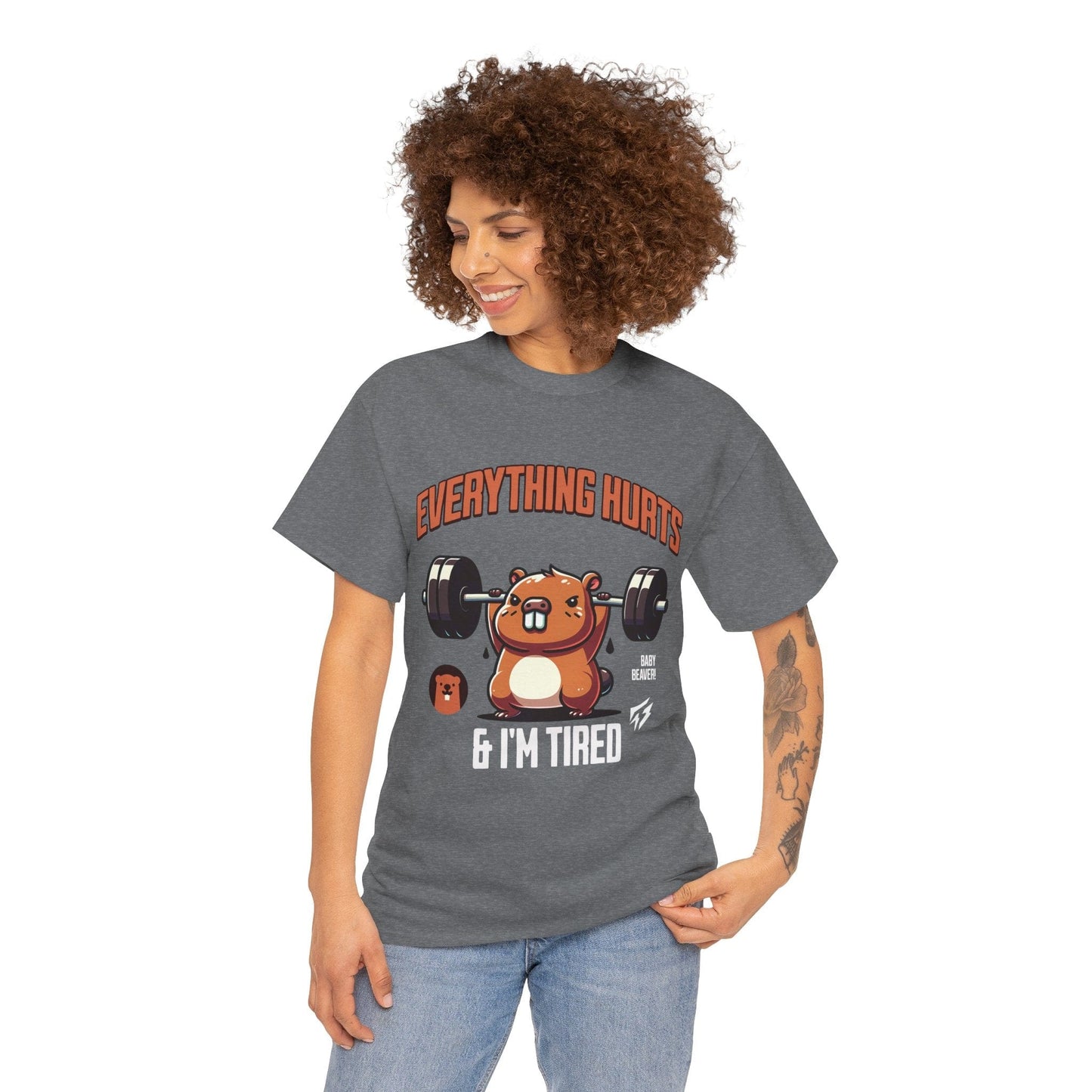 T-shirt de sport Beaver Everything Hurts &amp; I'm Tired T-shirt de sport Flashlander en coton unisexe noir anthracite T-shirt graphique de performance