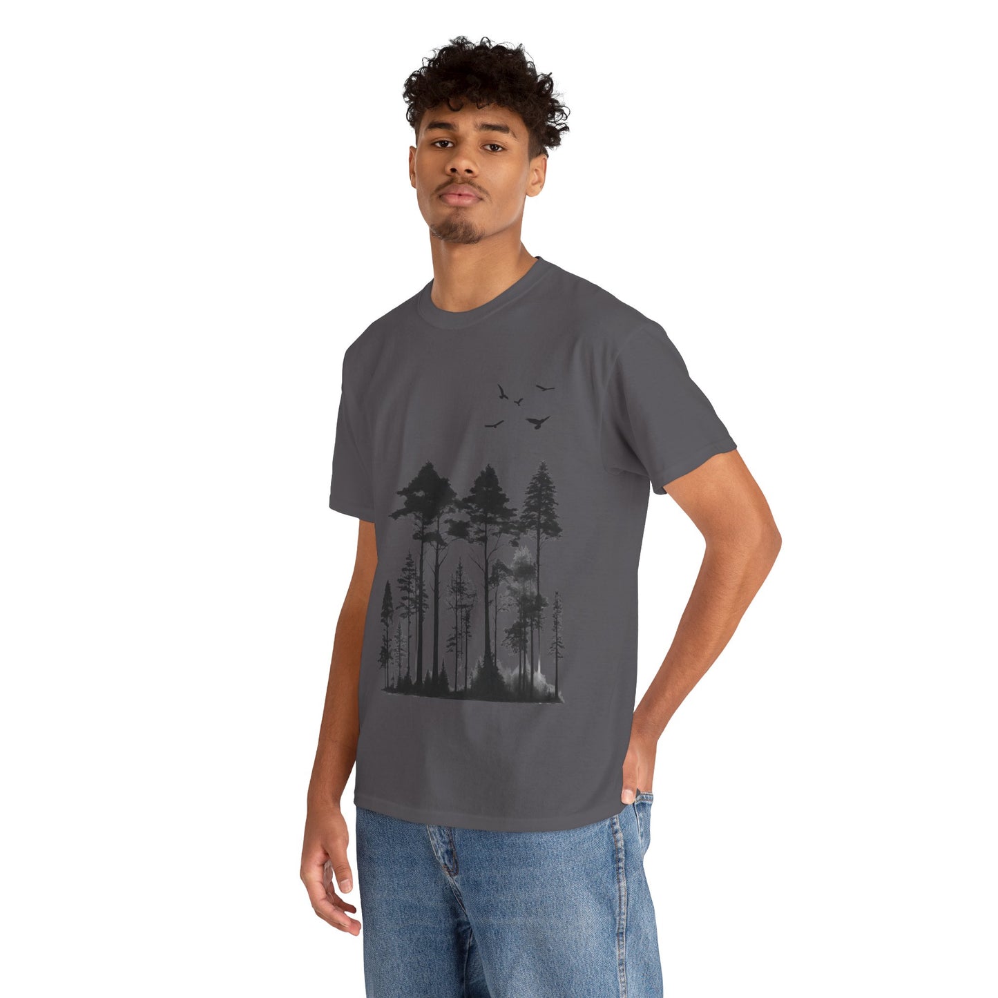 Camisa del bosque de pinos Camiseta unisex de algodón pesado Flashlander