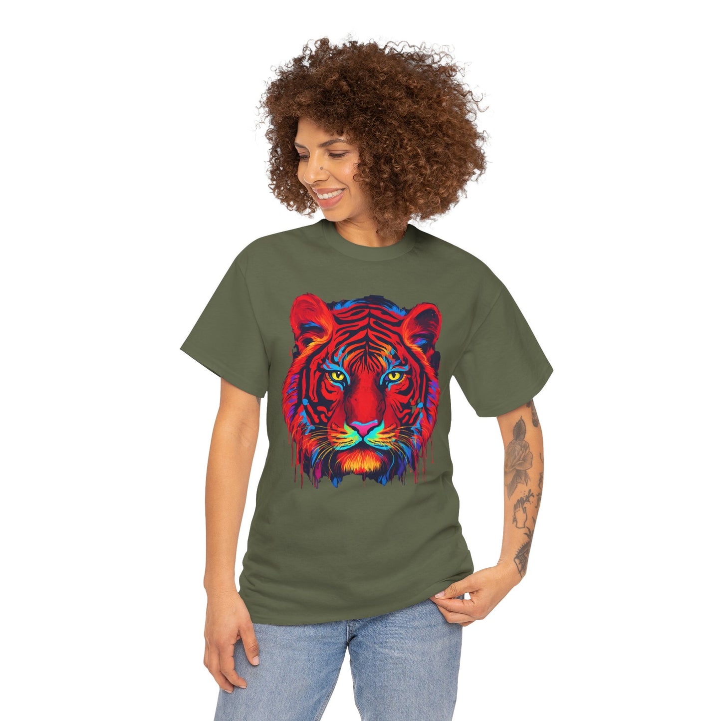 Majestuosa camiseta de Flashlander con diseño pop art de tigre rojo