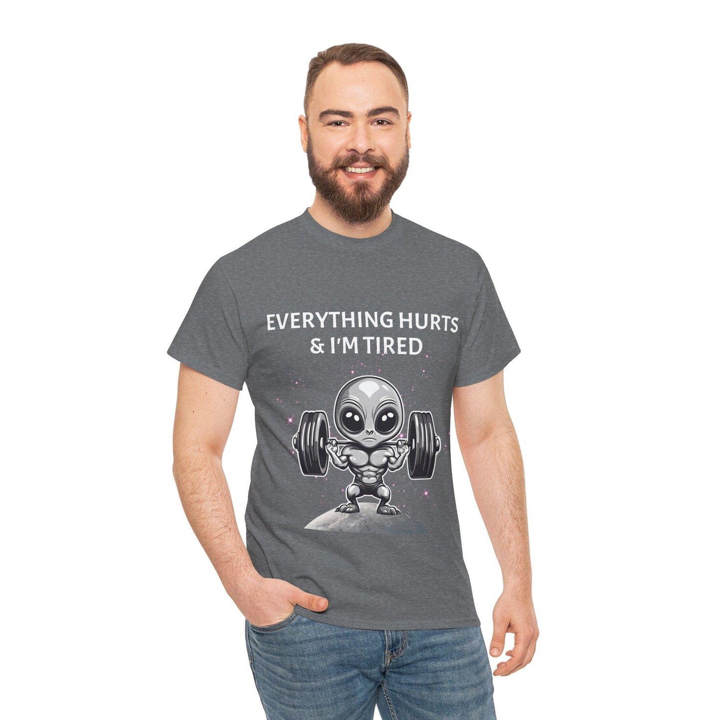 Camiseta de culturista alienígena - Flashlander Camiseta de gimnasio con todo me duele y estoy cansado