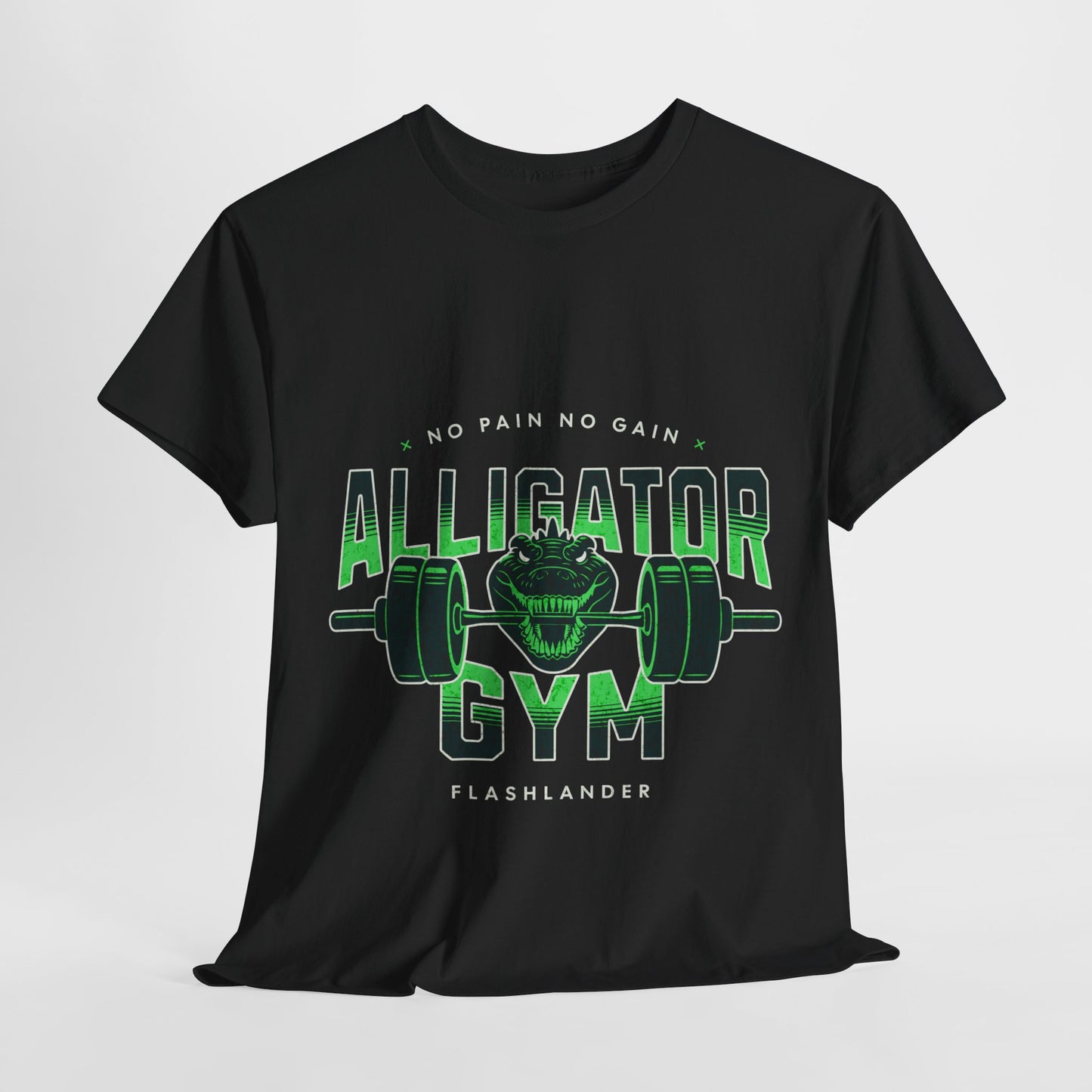 Aligator Gym Shirt Flashlander Cotton Unisex Charcoal Black Graphic Tee