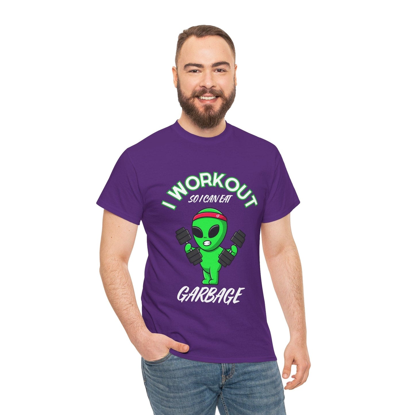 Alien I Workout So I Can Eat Garbage Graphic Tee Flashlander