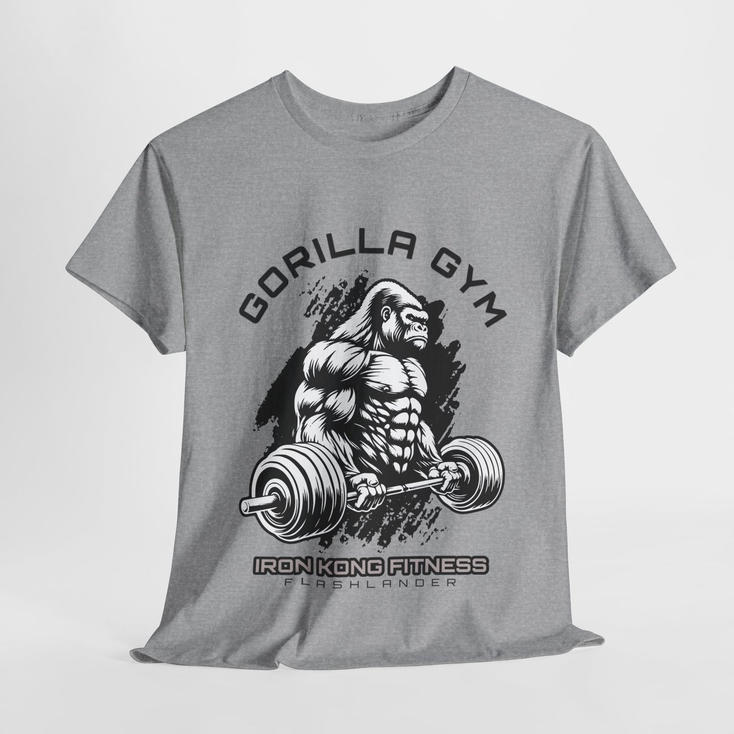 T-shirt de sport Gorilla Flashlander en coton unisexe, noir anthracite, graphique de performance