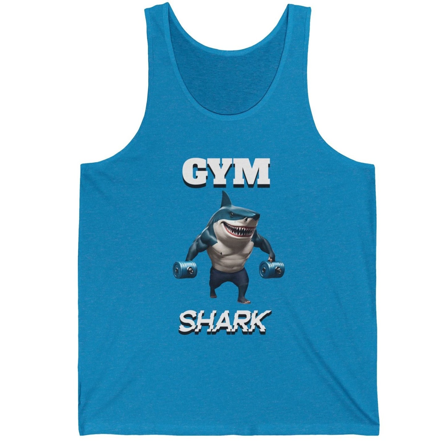 Muscular Shark Gym Scoop Bottom Cotton Unisex Jersey Tank