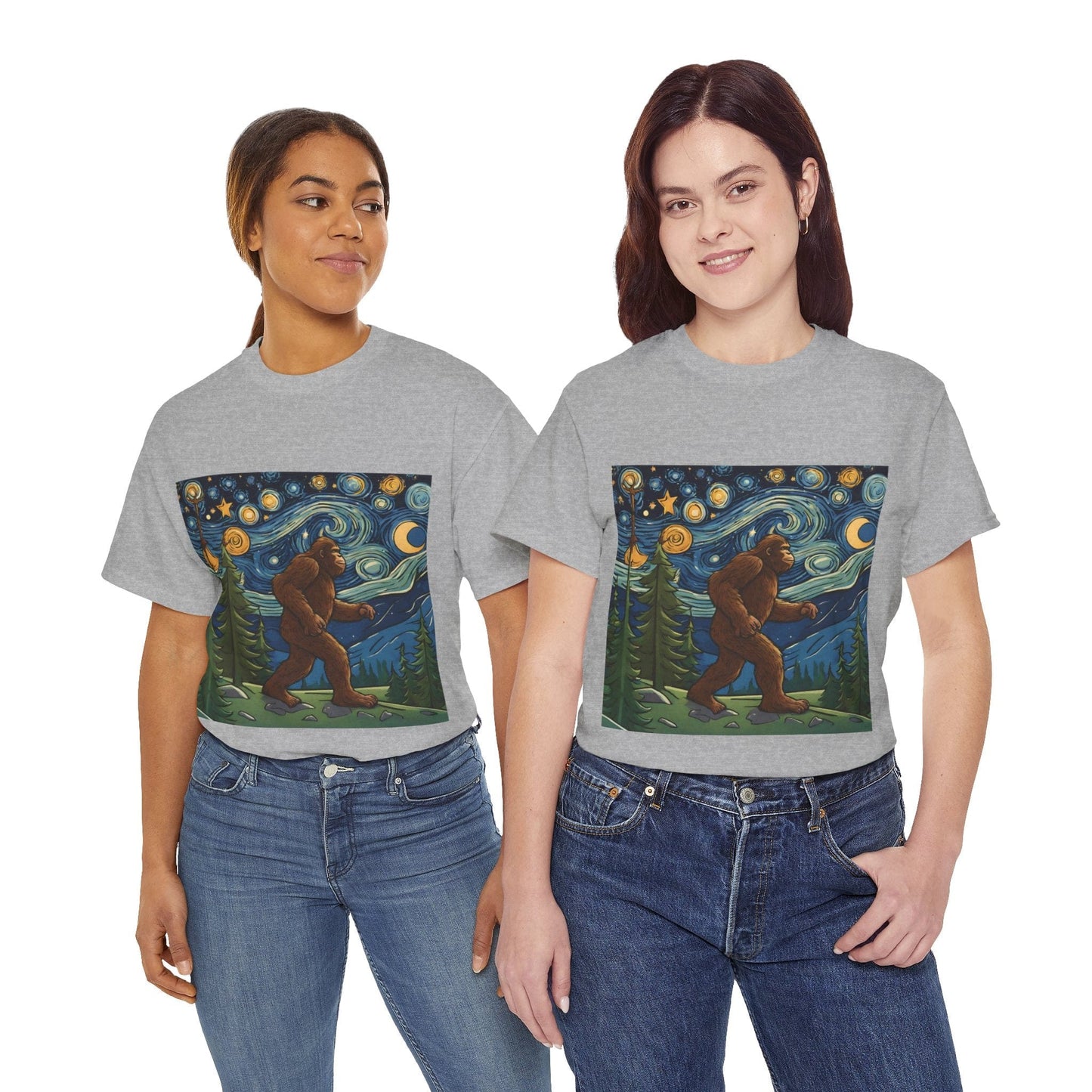 Bigfoot Strolls Through Van Gogh's Starry Night - Flashlander Gym Shirt